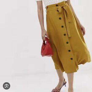 Pieces Utility Button Through Midi Skirt w/ belt